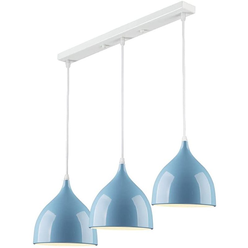 HOME NEAT - Lámpara colgante nórdica moderna luz de techo 3 cabezas ø17cm - Azul