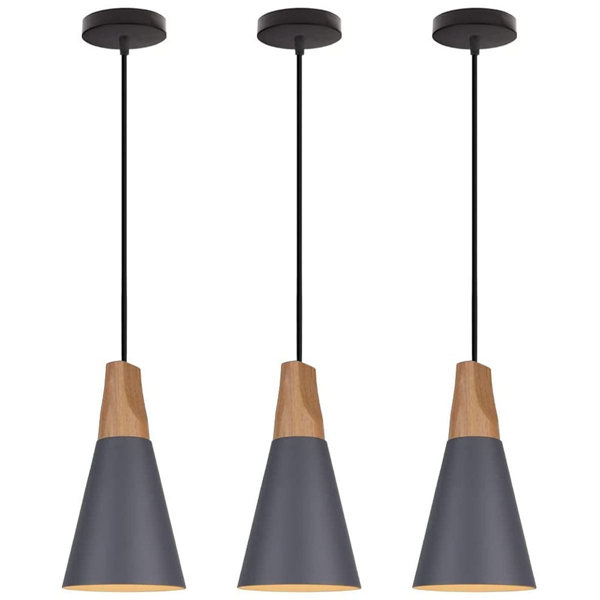 HOME NEAT - 3 paquete lámpara de techo colgante nórdica madera aluminio e27