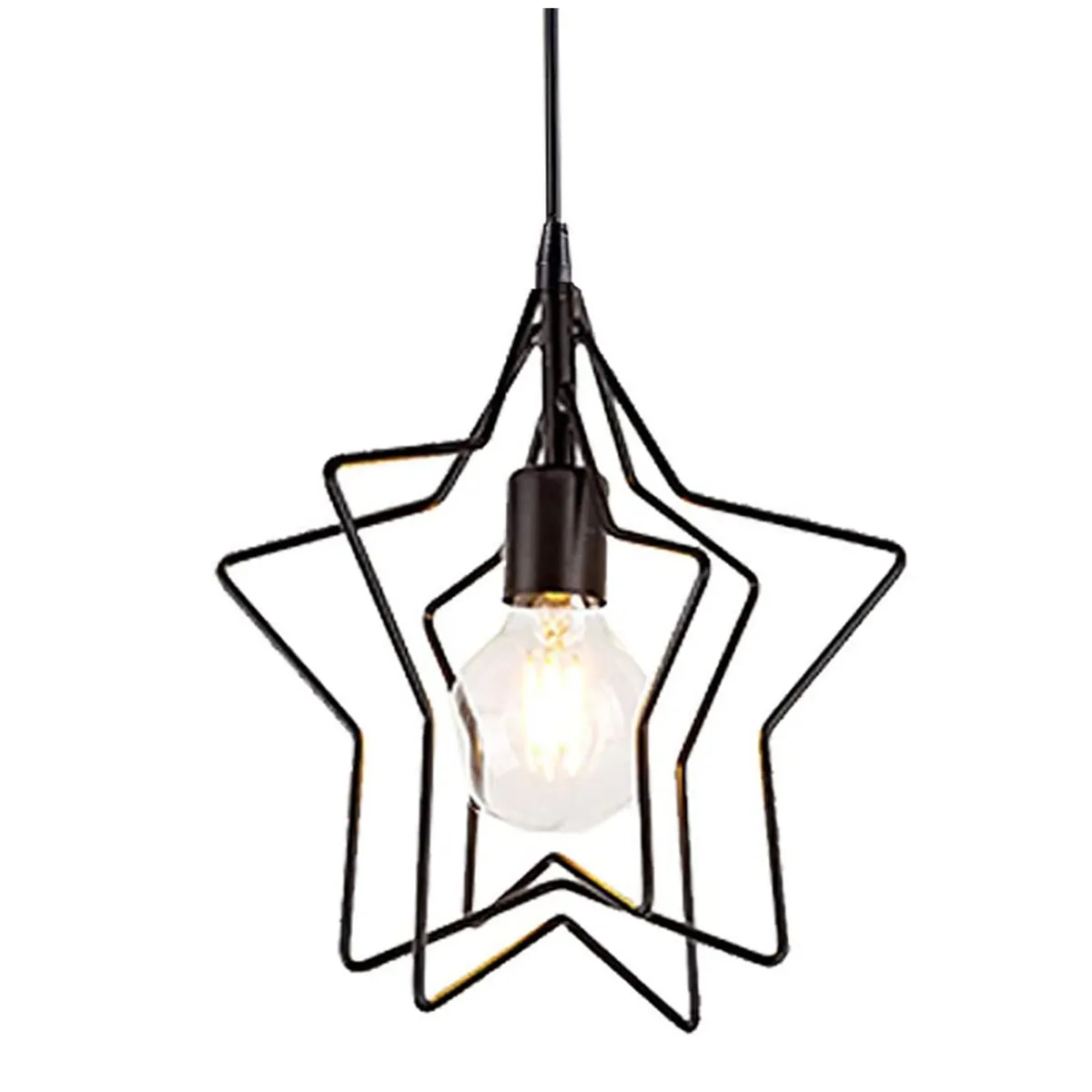 HOME NEAT - Lámpara de techo con forma de estrella lámpara colgante E27 Negro