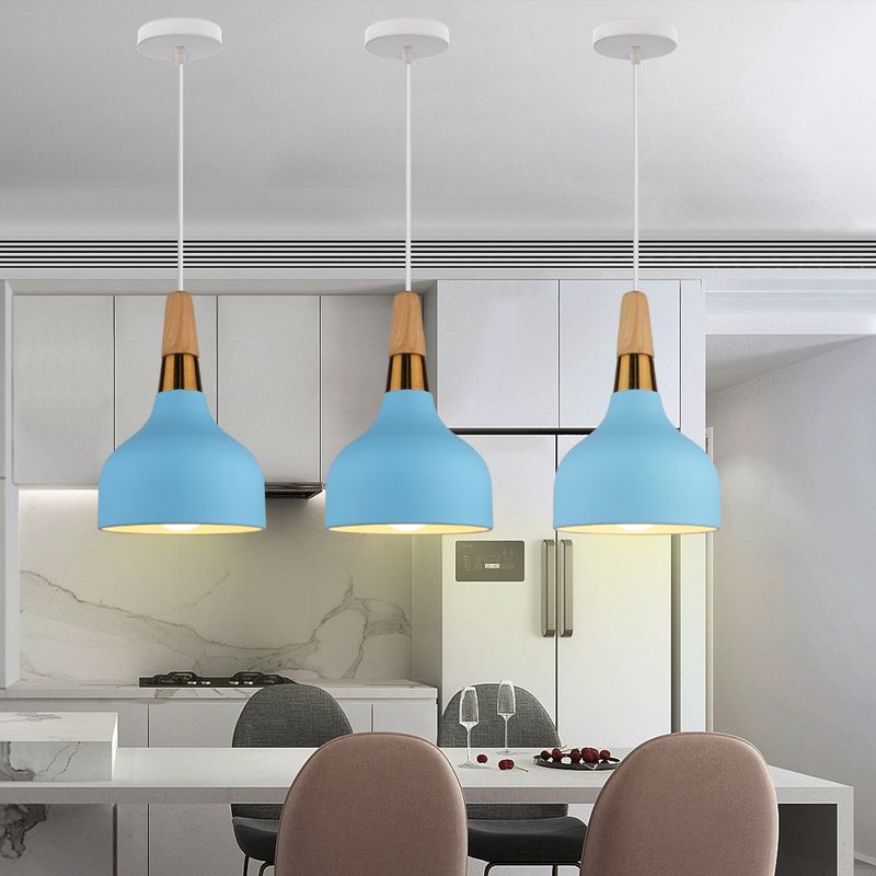 HOME NEAT - 3 Unidades Lámpara colgantes de Techo nórdica E27 ø15cm - Azul