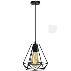 HOME NEAT - Retro vintage colgante de luz lámpara de techo industrial negra metal