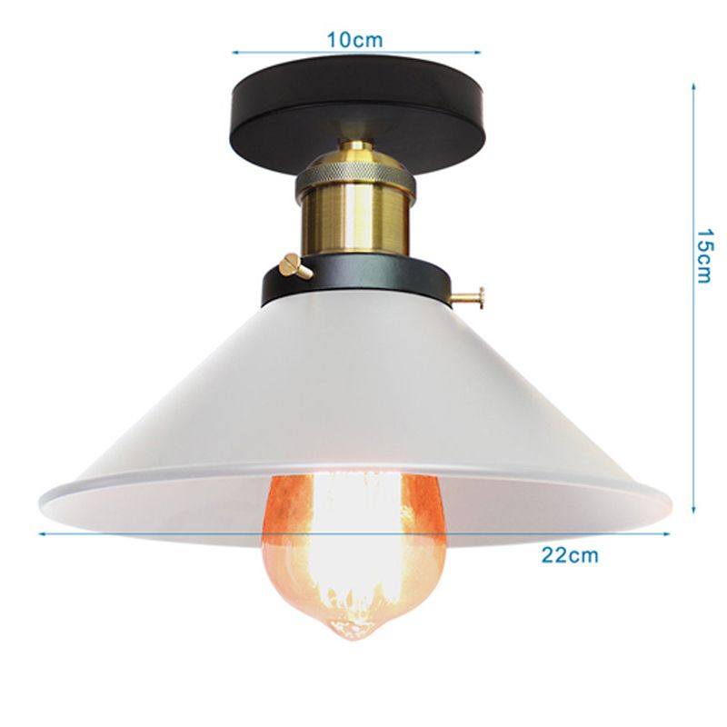 HOME NEAT - Retro lámpara de techo idustial sombrero lámpara blanco ø 22cm