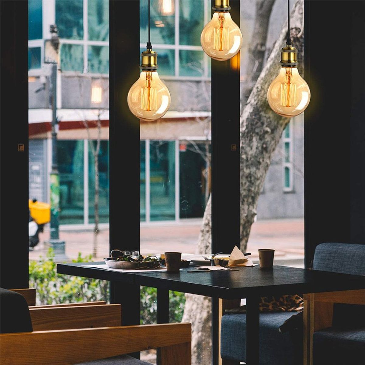 HOME NEAT - Lámpara colgante retro 3 luz e27 lámpara de techo metal latón