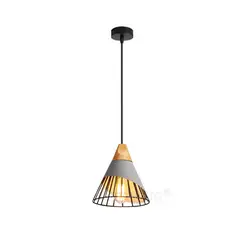 HOME NEAT - Lámpara colgante de techo de metal madera nórdica E27 ø25cm Gris
