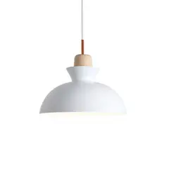 HOME NEAT - Lámpara de techo colgante moderno madera metal e27 redondo Blanco