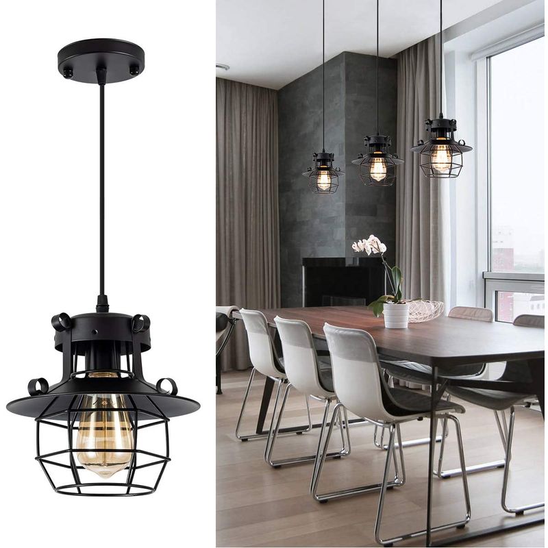 HOME NEAT - Retro lámpara de techo negro iluminación interior industrial e27.