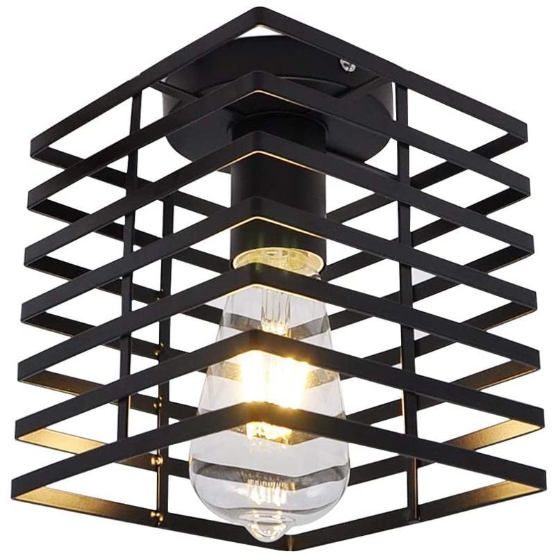 HOME NEAT - Vintage lámpara de techo montaje semi flush e27 negro.
