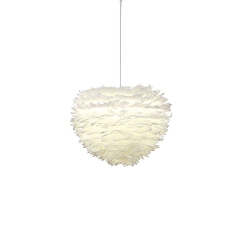 HOME NEAT - Lámpara colgante de techo pluma iluminación 30cm E27 blanco.