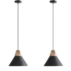 HOME NEAT - 2 Unidades Lámpara de techo madera moderna nórdica e27 ø25cm