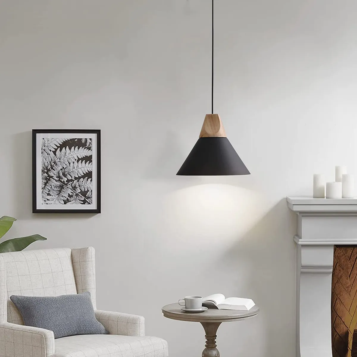 HOME NEAT - 2 Unidades Lámpara de techo madera moderna nórdica e27 ø25cm