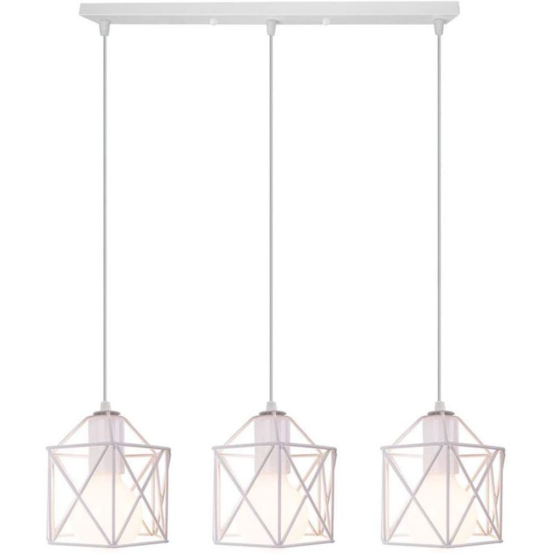 HOME NEAT - Vintage lámpara colgante industrial 3 cabezas blanco