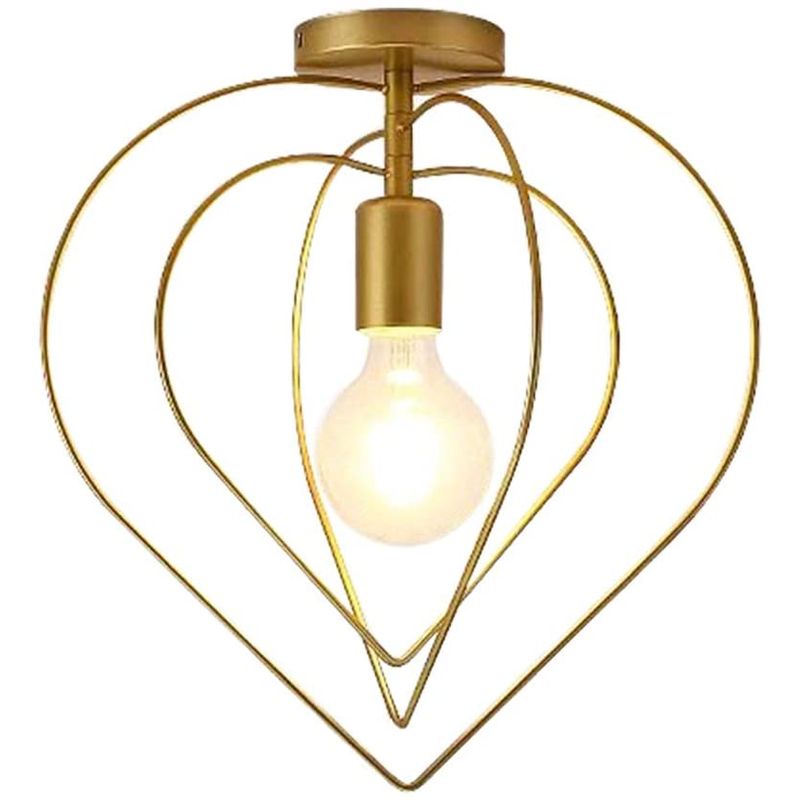 HOME NEAT - Vintage industrial lámpara de techo metal dorado hierro corazón.