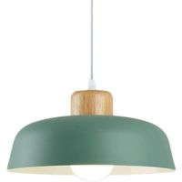 Lámpara de colgante de metal madera redonda moderna nórdica e27.