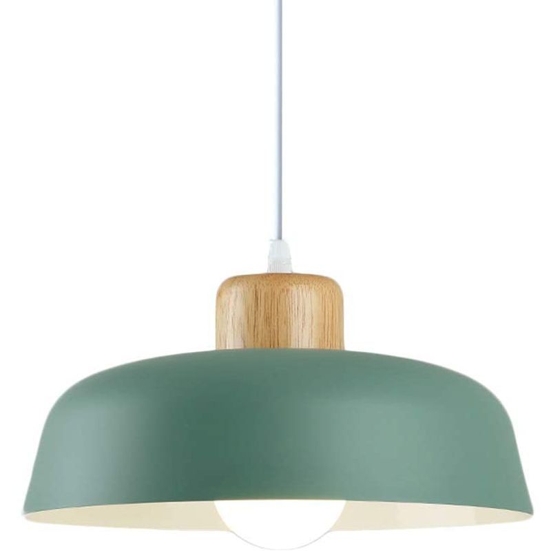 HOME NEAT - Lámpara de colgante de metal madera redonda moderna nórdica e27..