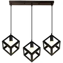 HOME NEAT - Lámpara de Techo Industrial Vintage Cube 3 luces E27 Negro..