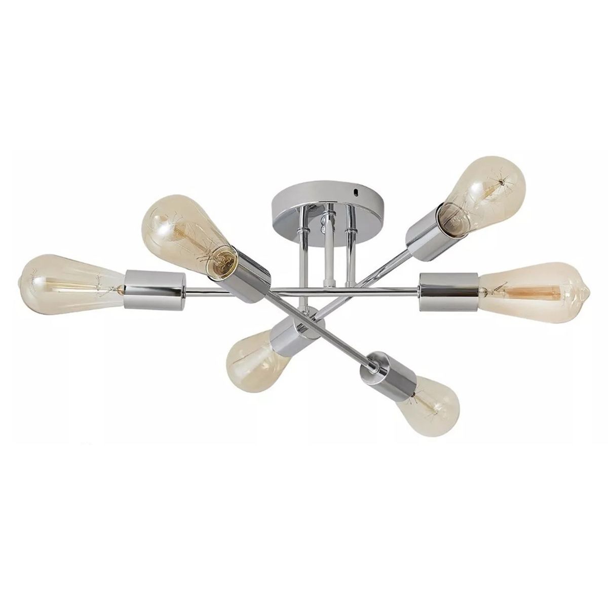 HOME NEAT - Lámpara de techo nórdica moderna 6 focos metálica prata - 72cm