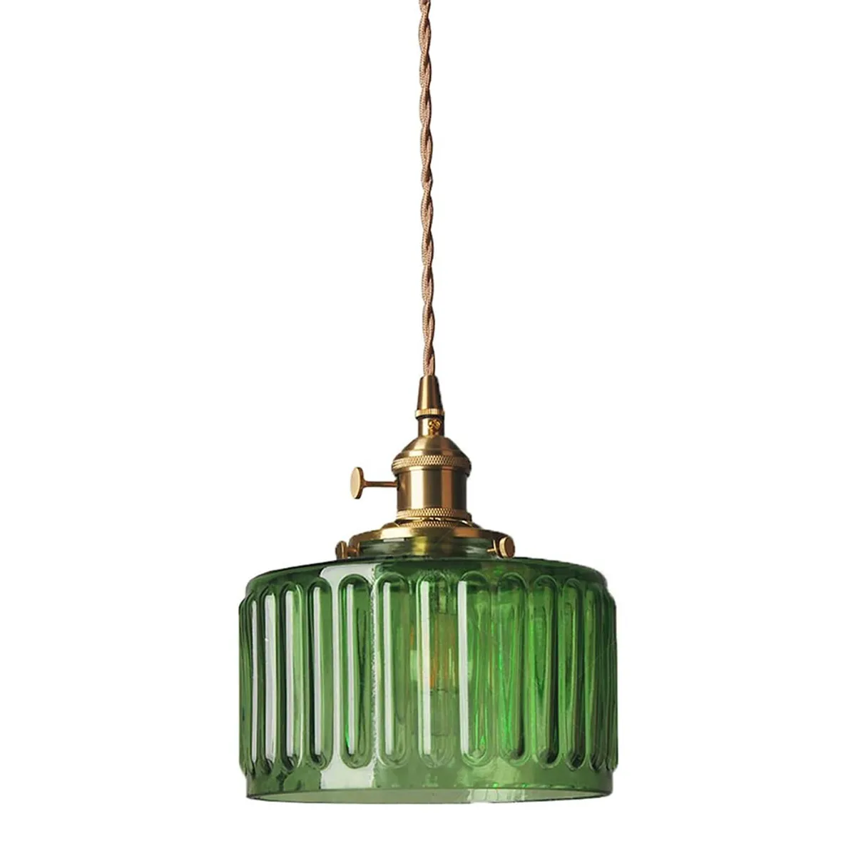 HOME NEAT - Lámpara Colgante Con Pantalla De Cristal A Rayas Ø17cm - Verde