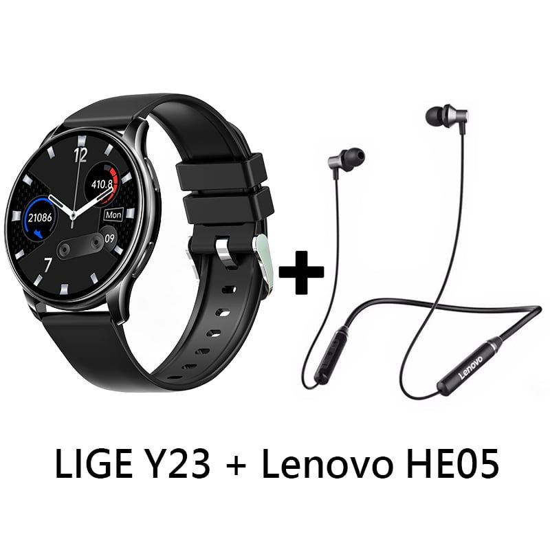 LENOVO - Audífonos Bluetooth Lenovo HE05 y Reloj Inteligente Smart Watch Y23