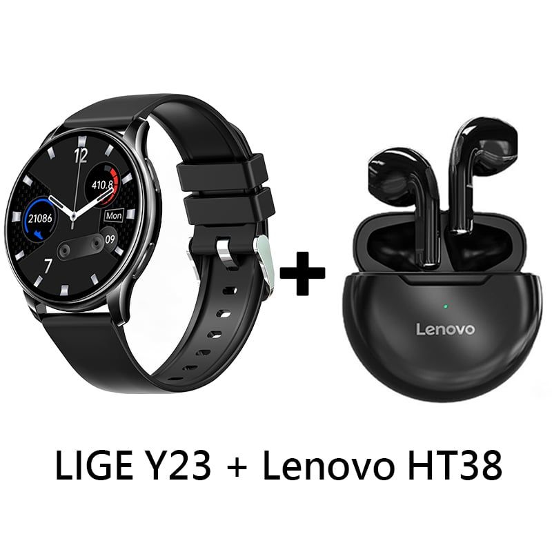 LENOVO - Audífonos Bluetooth Lenovo HT38 y Reloj Inteligente Smart Watch Y23