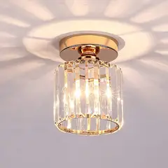 HOME NEAT - Lámpara de techo de cristal moderna para pasillo escaleras oro