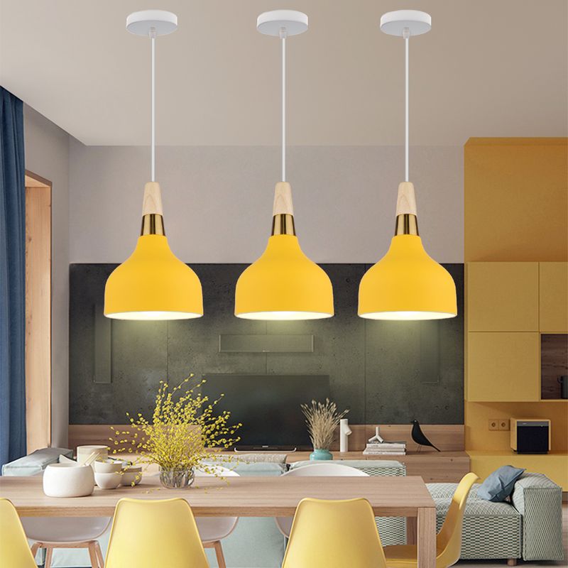 HOME NEAT - Lámpara de colgante nórdica metal luz de techo e27 ø15cm Amarillo.