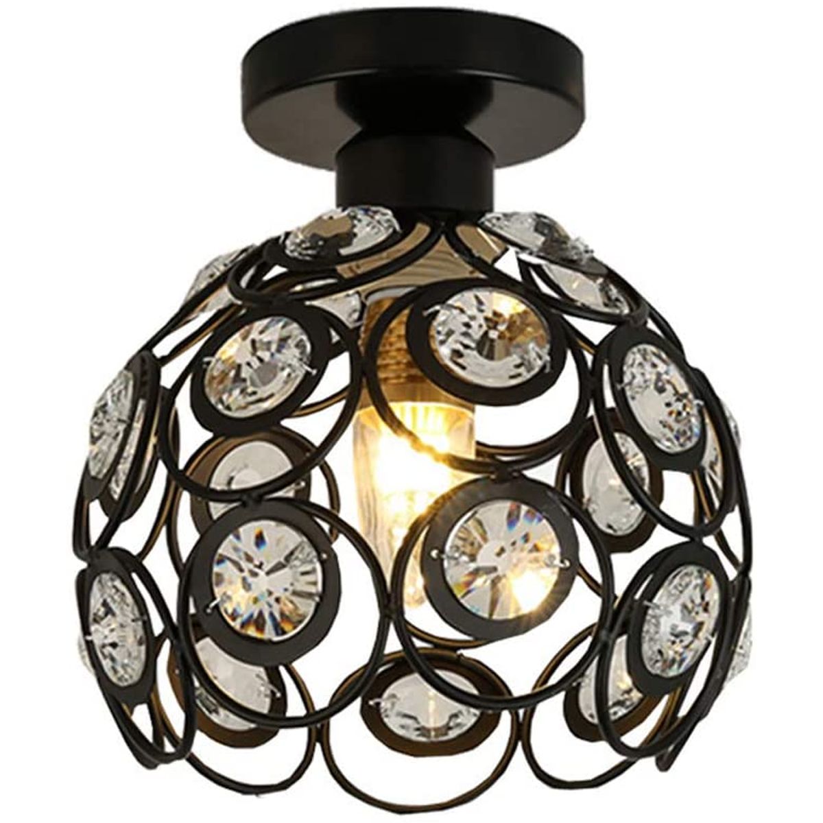 HOME NEAT - Moderno lámpara de techo de cristal 20cm plafón iluminación - Negro