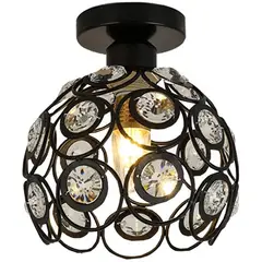 HOME NEAT - Moderno lámpara de techo de cristal 20cm plafón iluminación - Negro