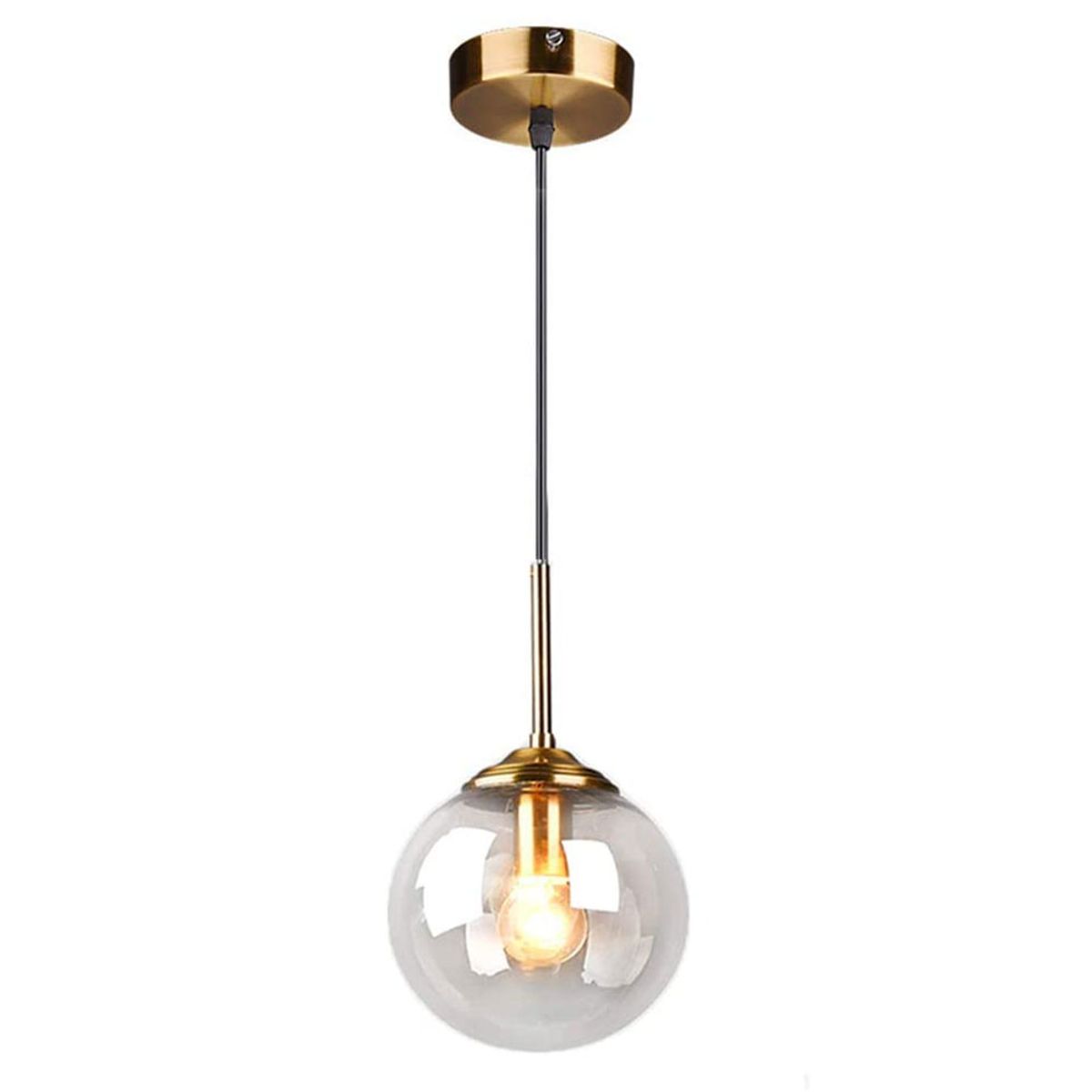 HOME NEAT - Lámpara colgante techo vintage industrial globo de cristal E27 claro