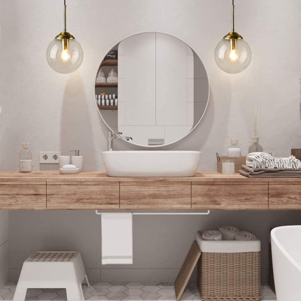 HOME NEAT - Lámpara colgante techo vintage industrial globo de cristal E27 claro