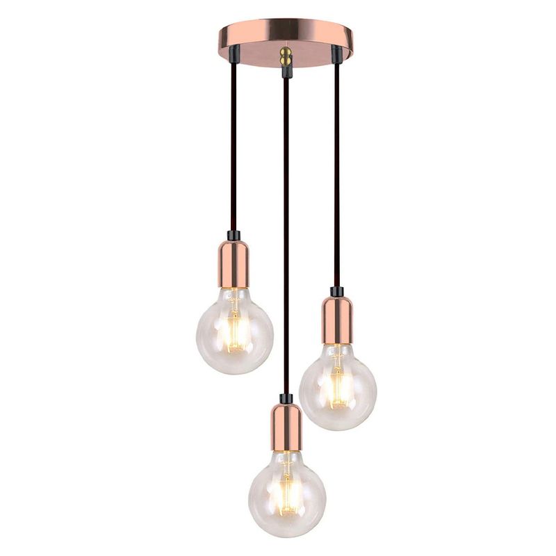 HOME NEAT - lamparas de techo colgante Metal con 3 lámparas E27 Rosa