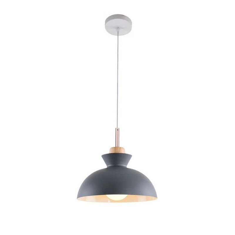 HOME NEAT - Lámpara de techo colgante moderno madera metal e27 redondo Gris.