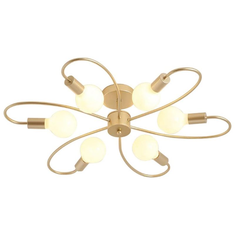 HOME NEAT - Lámpara colgante de techo con 6 luces E27 en metal moderno - Dorado