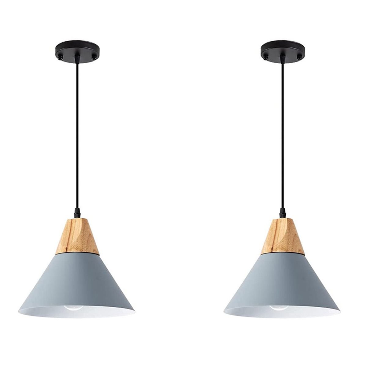 2 Unidades Lámpara de techo madera moderna nórdica e27 ø25cm, marca HOME NEAT - Foto Principal