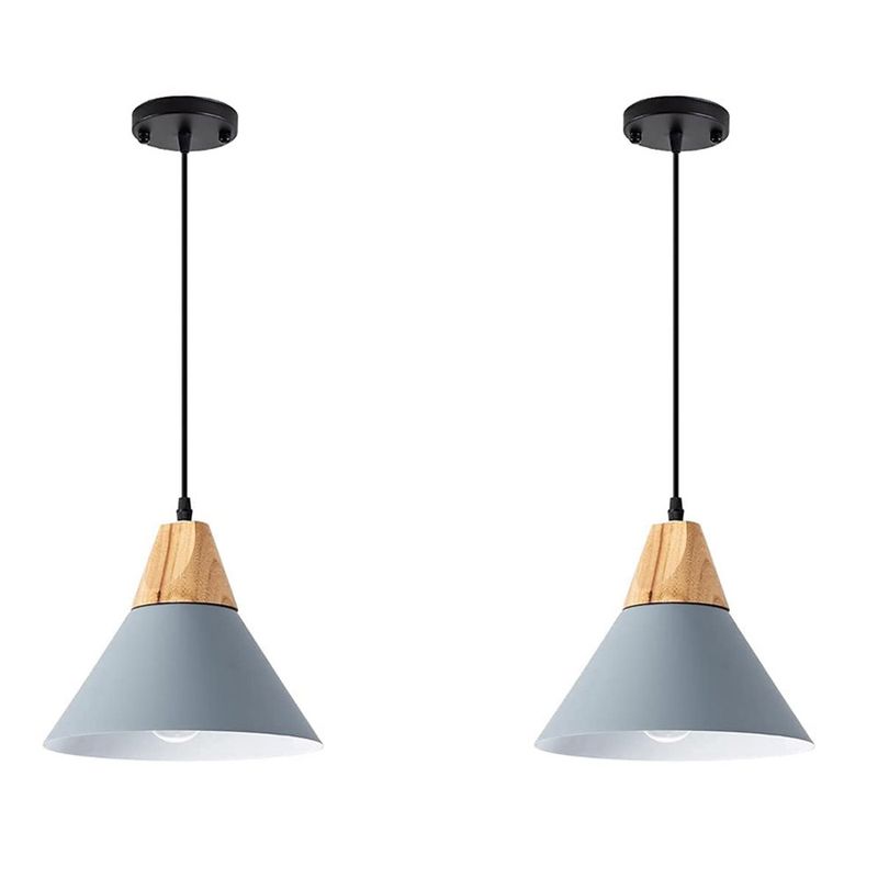 HOME NEAT - 2 Unidades Lámpara de techo madera moderna nórdica E27 ø25cm