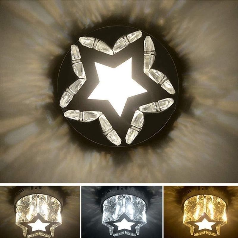HOME NEAT - Led lámpara de techo cristal moderna ø18cm 3 colores - Estrella