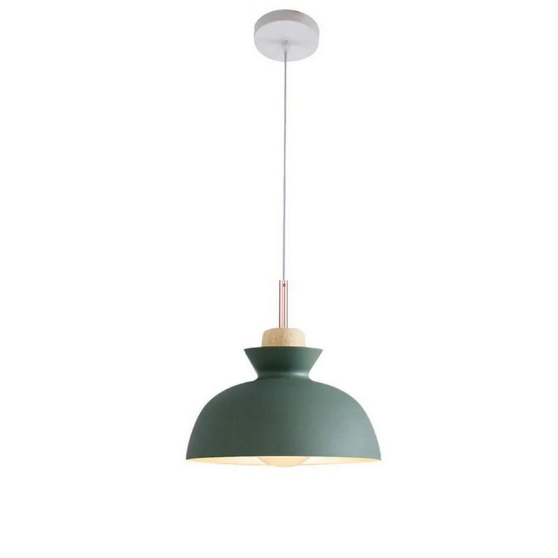 HOME NEAT - Lámpara Colgante de Techo Moderno Madera metal E27 28cm Verde