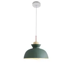 HOME NEAT - Lámpara Colgante de Techo Moderno Madera metal E27 28cm Verde