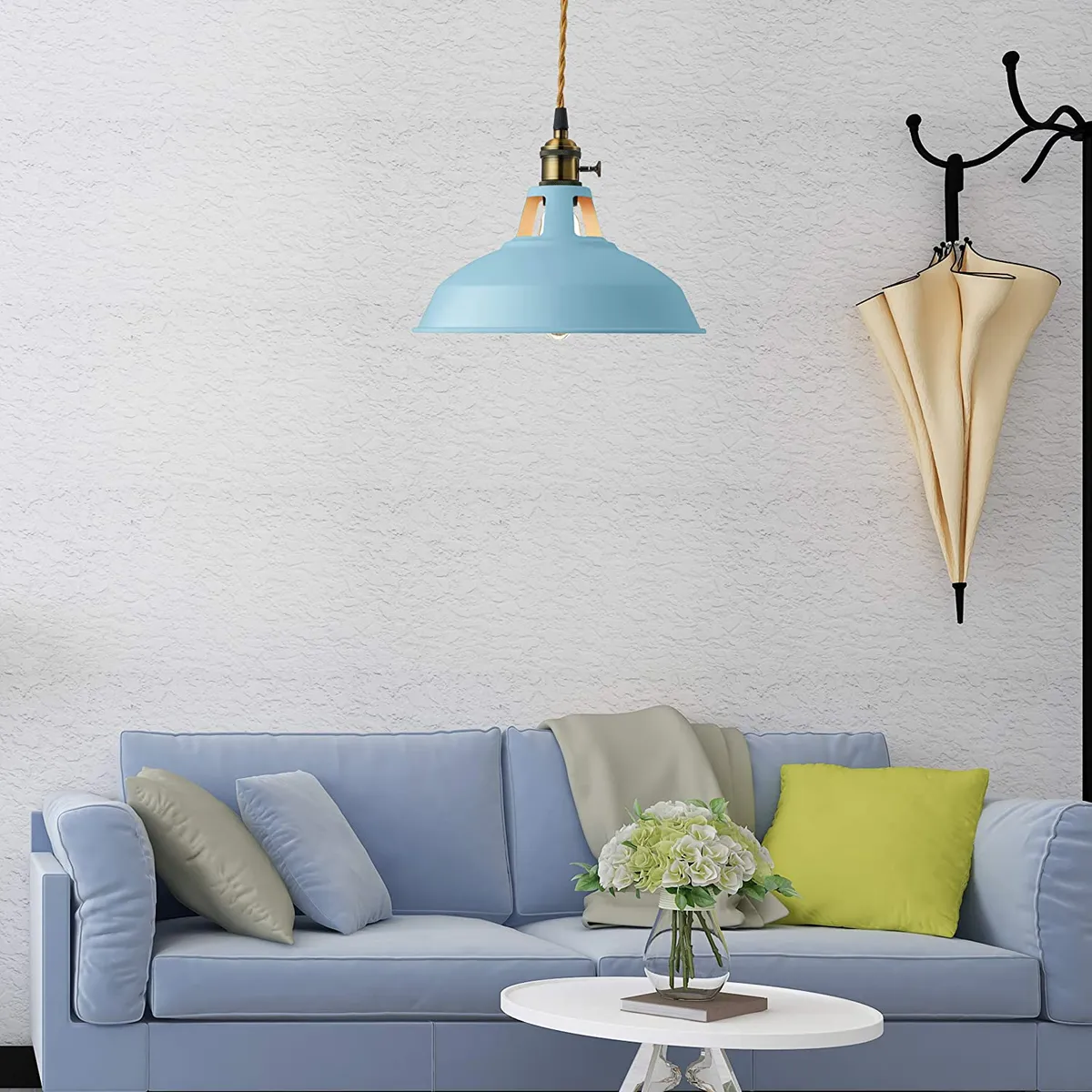 HOME NEAT - Lámpara de colgante industrial vintage e27 luz de techo ø27cm Azul