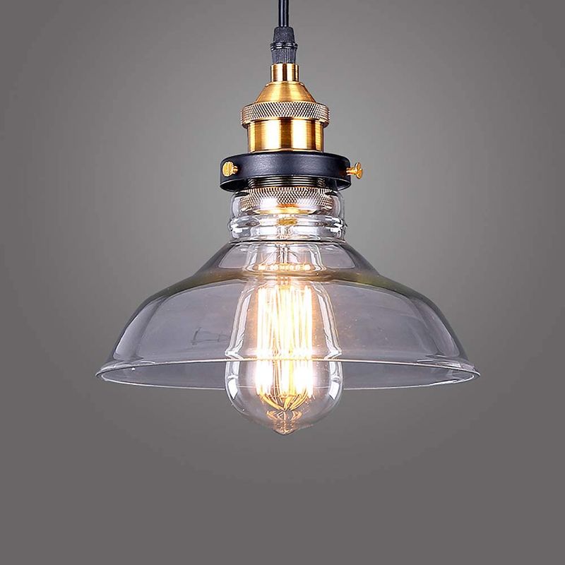 HOME NEAT - Lámpara techo colgante cristal vintage industrial e27 transparente