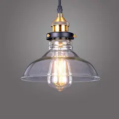 HOME NEAT - Lámpara techo colgante cristal vintage industrial e27 transparente