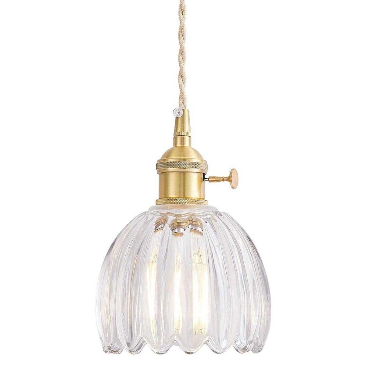 HOME NEAT - Lámpara Colgante De Vidrio Rayado Flor Ø12cm - Claro