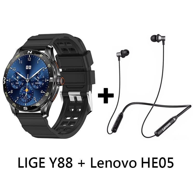 LENOVO - Audífonos Bluetooth Lenovo HE05 y Reloj Inteligente Smart Watch Y88