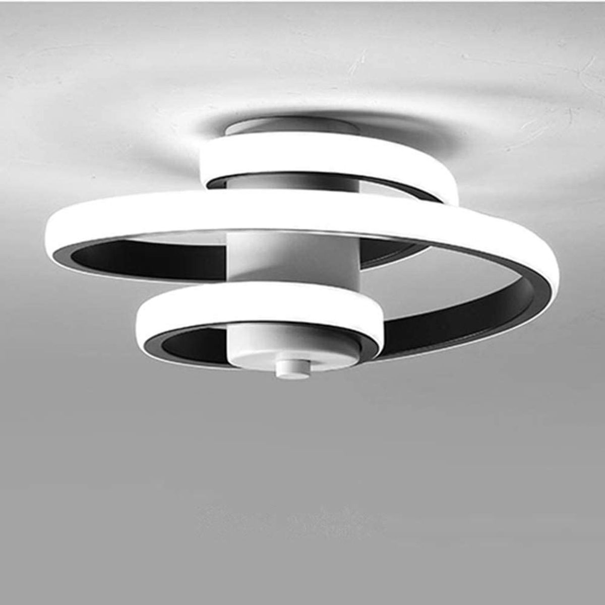 HOME NEAT - Led lámpara de techo moderna diseño línea espiral 3 colores Negro