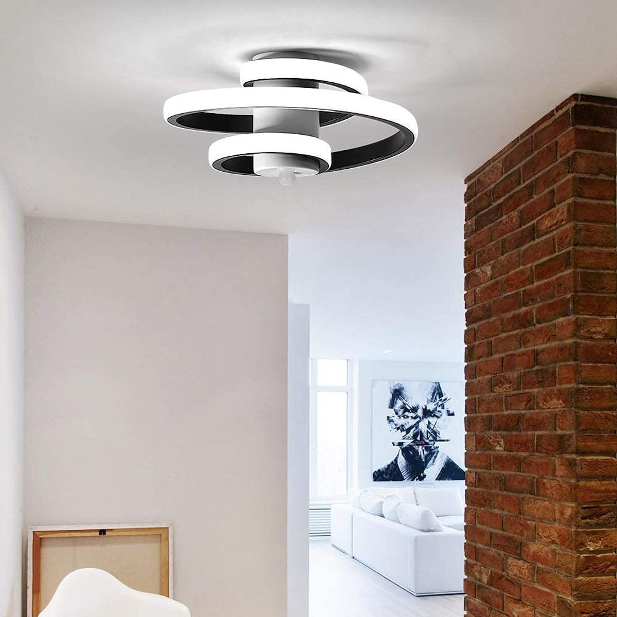 HOME NEAT - Led lámpara de techo moderna diseño línea espiral 3 colores Negro
