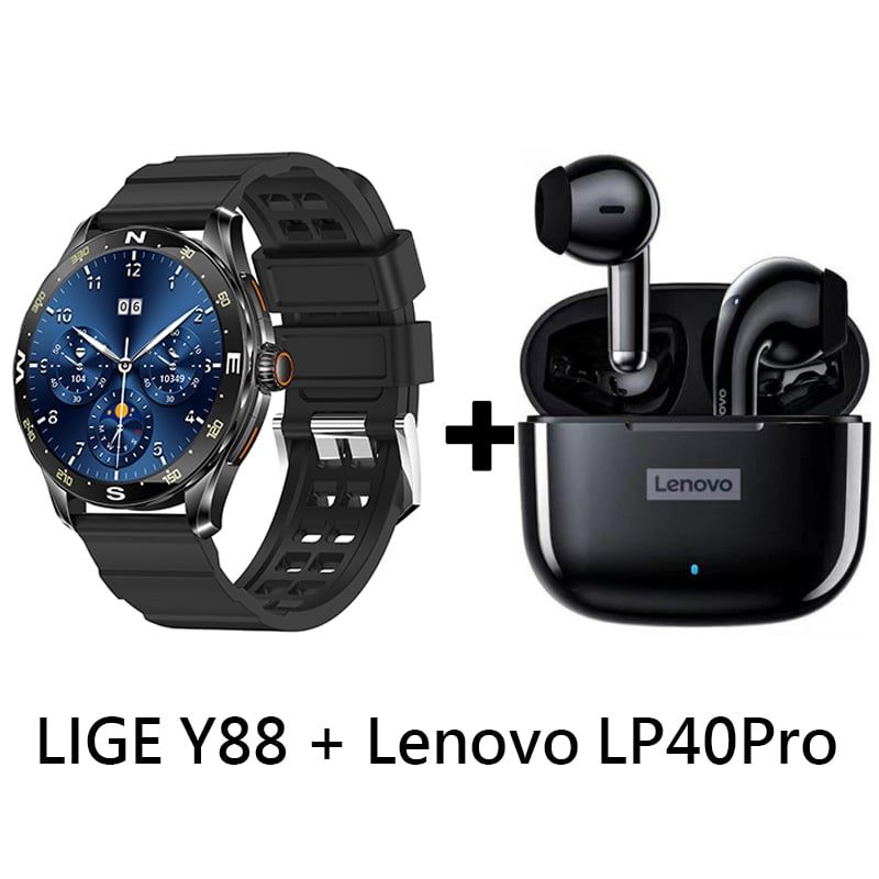 LENOVO - Audífonos Bluetooth Lenovo LP40 PRO y Reloj Inteligente Y88
