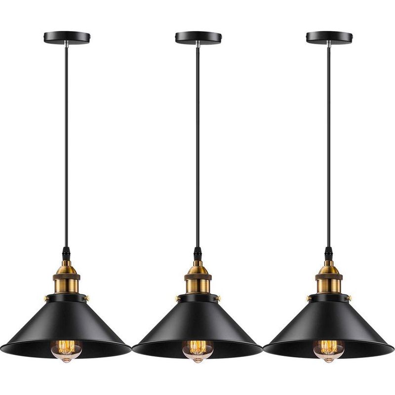 HOME NEAT - 3 Unidades lámpara de techo industrial vintage e27 negro
