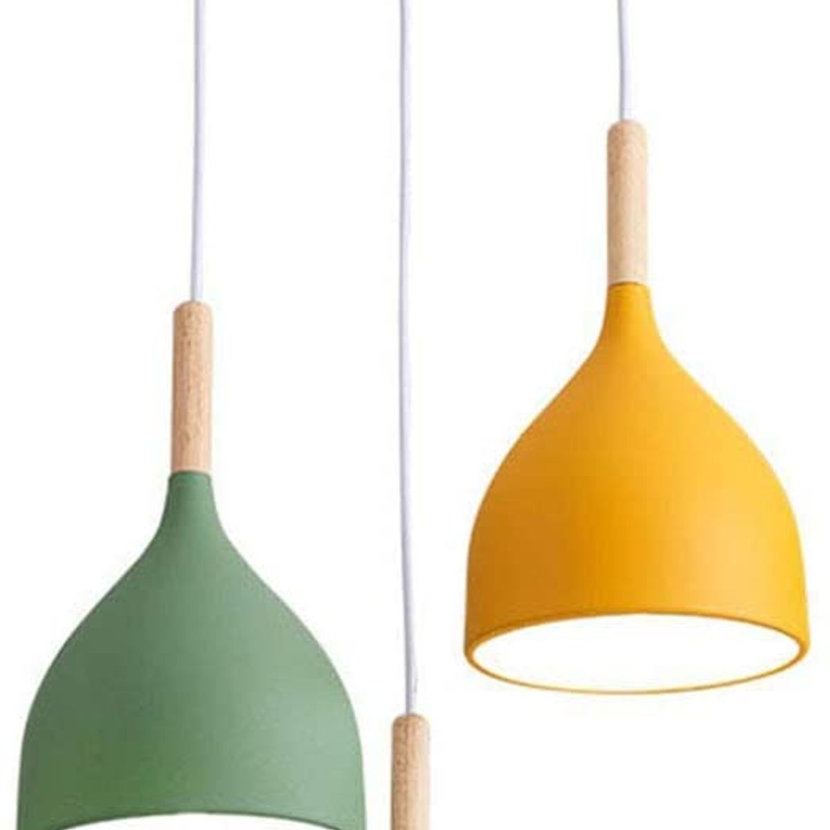 HOME NEAT - Lámpara colgante de 3 luces de madera aluminio lámpara de techo