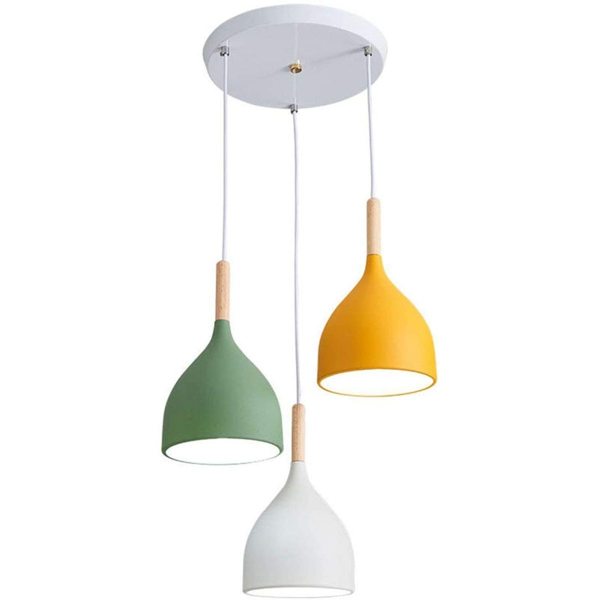 HOME NEAT - Lámpara colgante de 3 luces de madera aluminio lámpara de techo