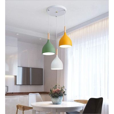 Imagen 2 del producto Lámpara colgante de 3 luces de madera aluminio lámpara de techo