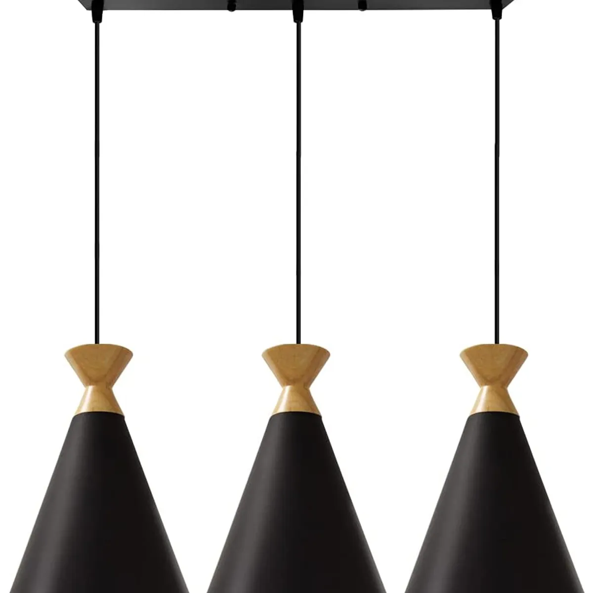 HOME NEAT - Lámpara de colgente 3 luces nórdica e27 lámpara de techo madera negro